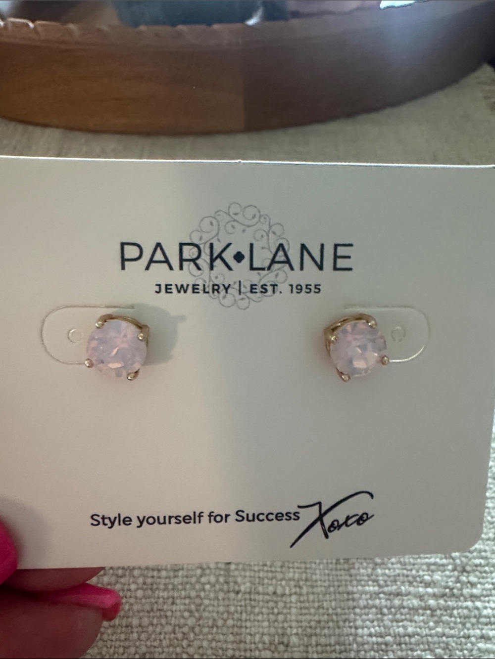 Park Lane Gold-Tone Pink Opal Stud Earrings. NIB - Picture 3 of 3
